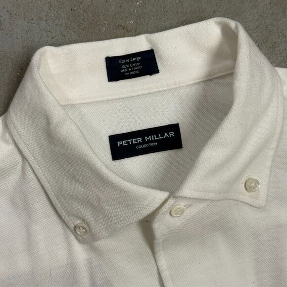 Peter Millar Collection Oxford Knit Button Down Shirt Long Sleeve White XL - Picture 6 of 7
